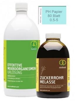 EM Urlösung 1L | Zuckerrohr Melasse 1L | Hersteller Multikraft | + PH Papier 80 Blatt