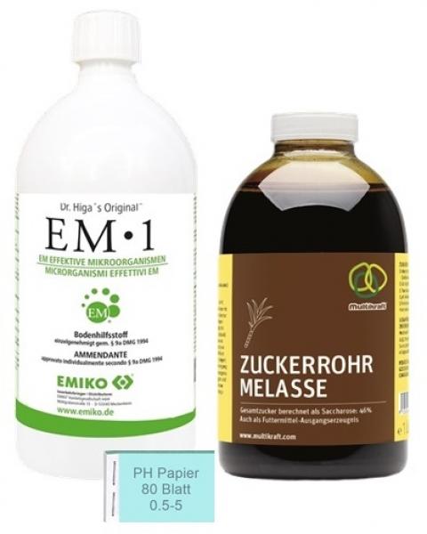 EM1 von Emiko 1 Liter | Melasse von Multikraft 1 Liter | PH Papier 80 Blatt